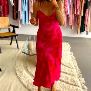 RESA Berri Red and Pink Midi Slip Dress Maui Print